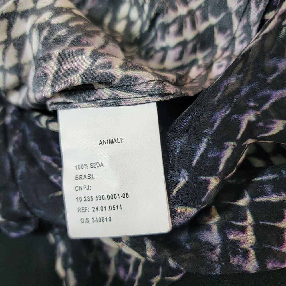 Animale Blouse Size 40 100% Silk Snakeskin Print Open Back Button Down - Picture 8 of 8